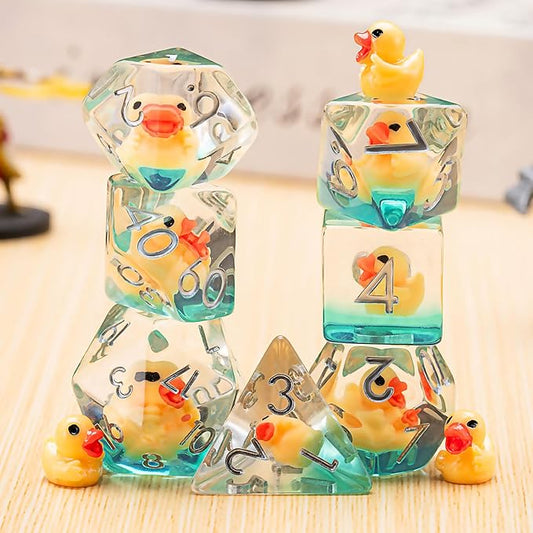 Duck D&D Resin Dice Set, Polyhedral DND Dice Animal Inclusion Dice D and D for Dungeons and Dragons MTG RPG Board Games