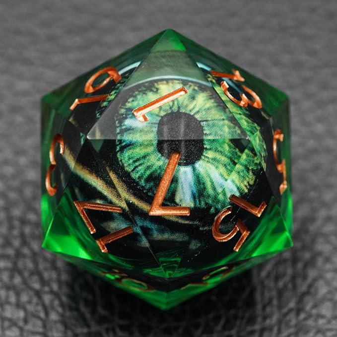 Dungeons and Dragons DND Dice D20, Moving Eyeball Liquid Core Dice Set D&D 33MM Oversized D20 Single Sharp Edge Resin dice with Gift Case, Polyhedral Dice for Role Playing Game
