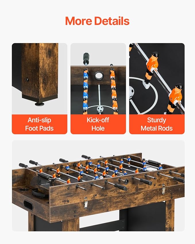 VEVOR 3-in-1/4-in-1 Combo Game Table Set, 48"/54" Air Hockey, Ping Pong & Foosball Combo, with Pucks & Pushers, Multi Combination Table for Family Game Room or Office