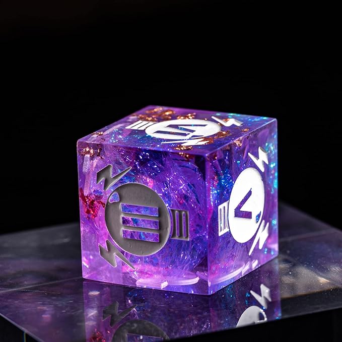 Cusdie Sharp Edges DND Dice, 7 PCs D&D Dice, Handcrafted Polyhedral Dice Set, for Role Playing Game Pathfinder(Purple/Roman Numerals)