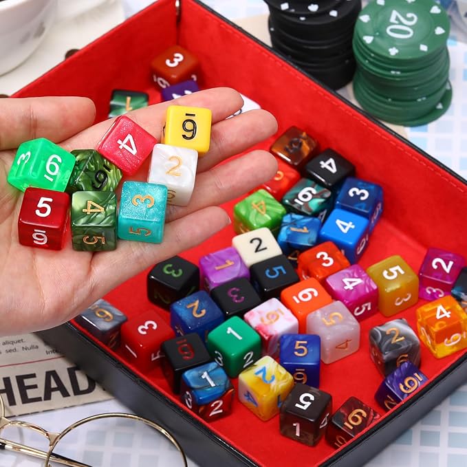 Skylety 100 Pieces Polyhedral Dice Set with Black Pouch Polyhedral Dice Compatible with RPG MTG Table Games Multi Colored Assortment (6 Sided)
