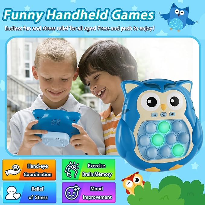 Sensory Pop Fidget Toys for Kids 3-12,Handheld Game for Kids,Light Up Fidget Toy,Travel Games,Airplane Toys for 3 4 5 6 7 8 9 Year Old,Quick Push Pop Game Christmas Birthday Gifts for Boys and Girls