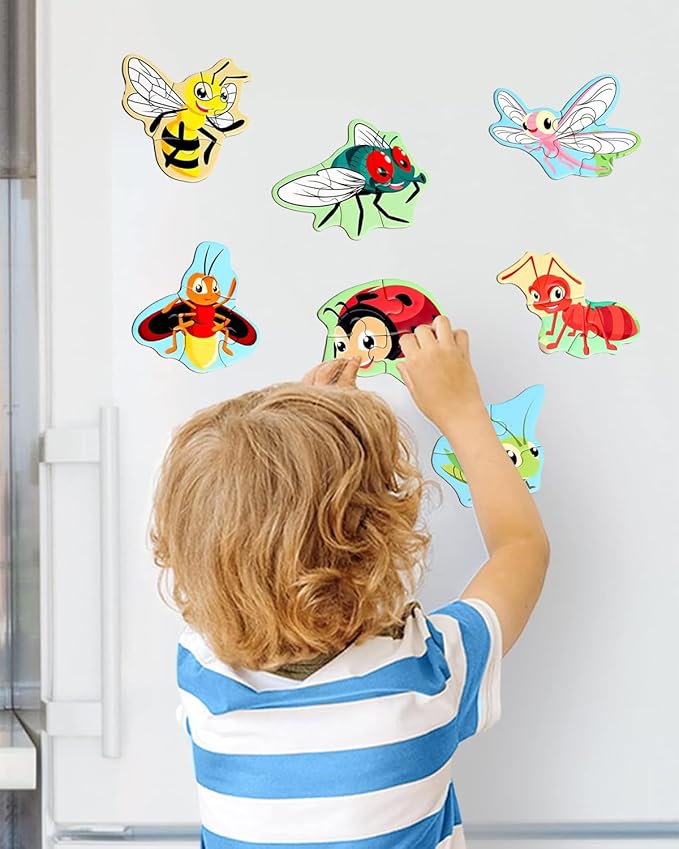 Magnetic Puzzles for Toddlers 1-3, Travel Puzzles for Kids Ages 2-4, Animal Activities Toy Wooden Jigsaw Puzzles Book for Boys & Girls 3-5, Learning Magnet Present for Road Trip