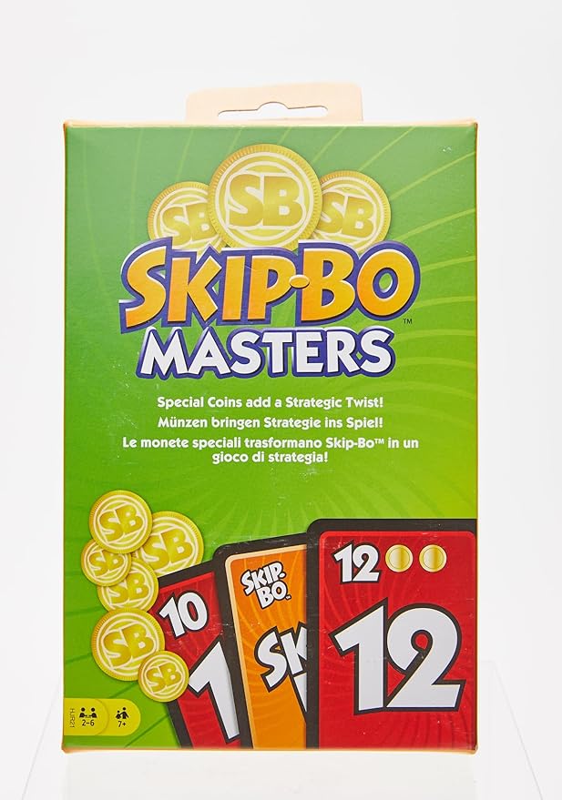 Mattel Games Skip-Bo Masters Card Game for Family, Travel and Game Night, 2 to 6 Players