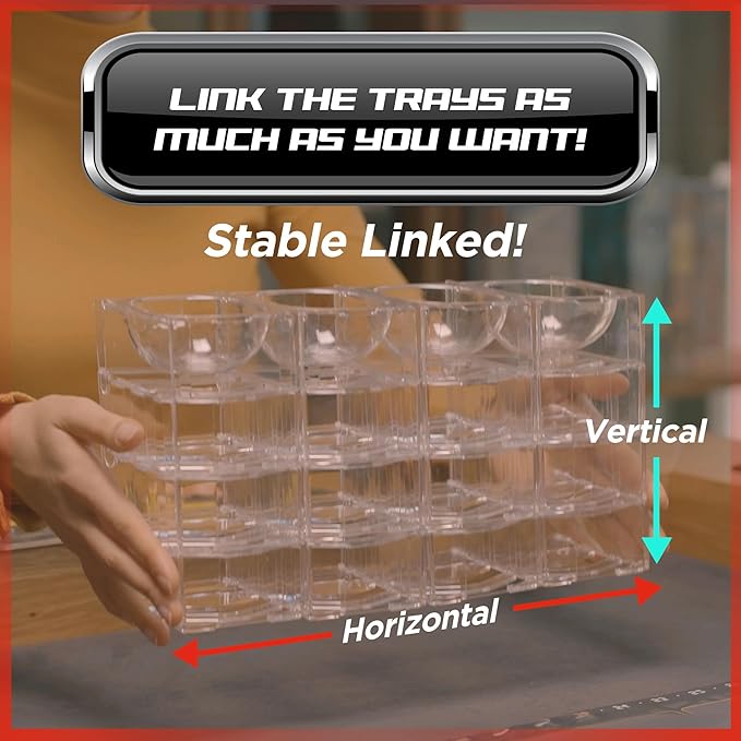 Clear Mini Card Game Holder [4 Pack] | Connectable Trading Card Sorting Trays | Durable Plastic Made | Board Game Organizers & Accessories Compatible with Multiple Board Card Games