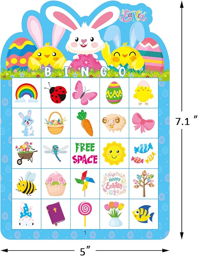 24 Players Easter Bingo Game Cards for Kids Easter Party Bingo Games Easter Classroom Games Family Activity Easter Party Favors