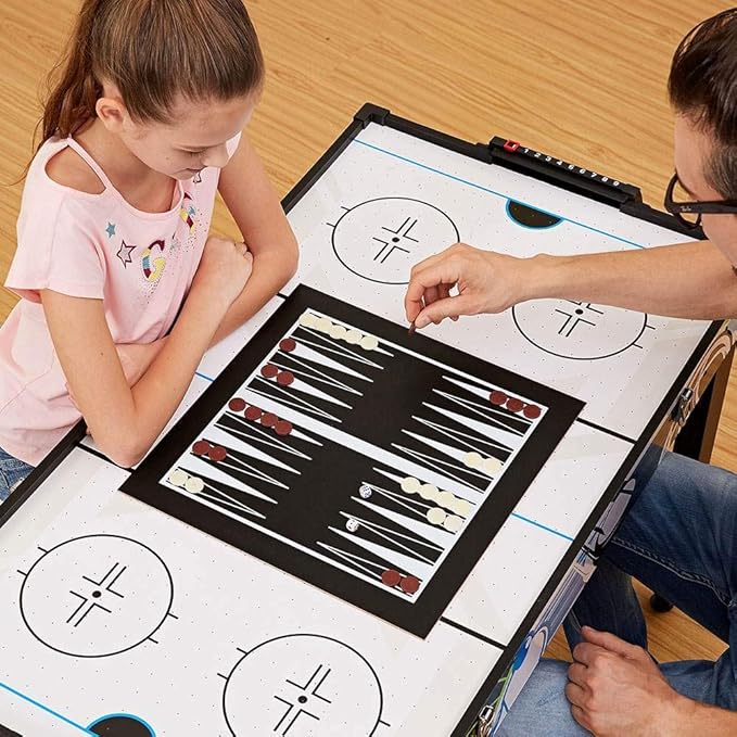 MD Sports 48 Inch 12 in 1 Combo Manual Scoring System Multi Game Room Table with Air Powered Hockey, Basketball, Foosball, Checkers, Chess, & More
