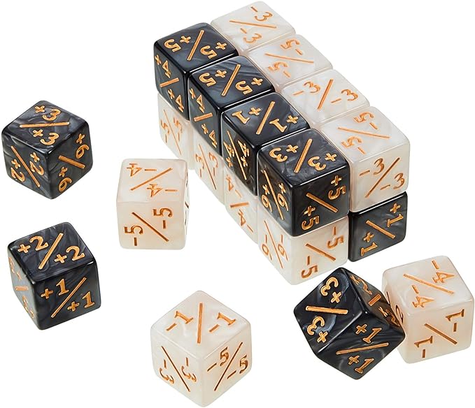 24 Pieces MTG Counters Dice +1/+1 Buff Tokens Black Plus 1 Counter Magic Dice Set for MTG D6 TCG Cards Gaming Accessories