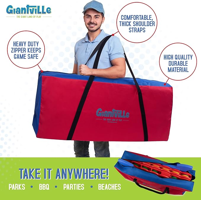 Giant 4 in a Row Connect Game + Storage Carry Bag - 4"-Feet Wide X 3.5"-Feet Tall - Oversized Jumbo Sized Entertainment for Outdoor/Indoor Play for Kids & Adults - Durable Waterproof - 2025 Version