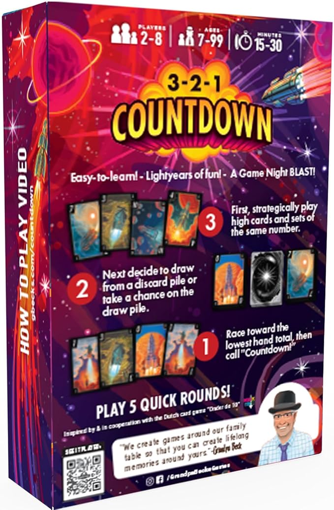 Grandpa Beck's Games 3-2-1 Countdown | Hand Elimination Card Game for Kids, Teens, Family & Adults | from The Creators of Cover Your Assets | 2-8 Players Ages 7+