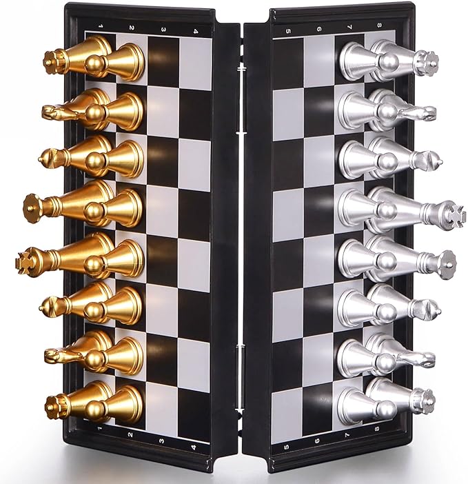 5" Mini Chess Set Travel Board Game with Magnetic Folding Chess Board Portable and Store Chess Pieces Pocket Chess Games for Kids and Adult,Easy to Carry