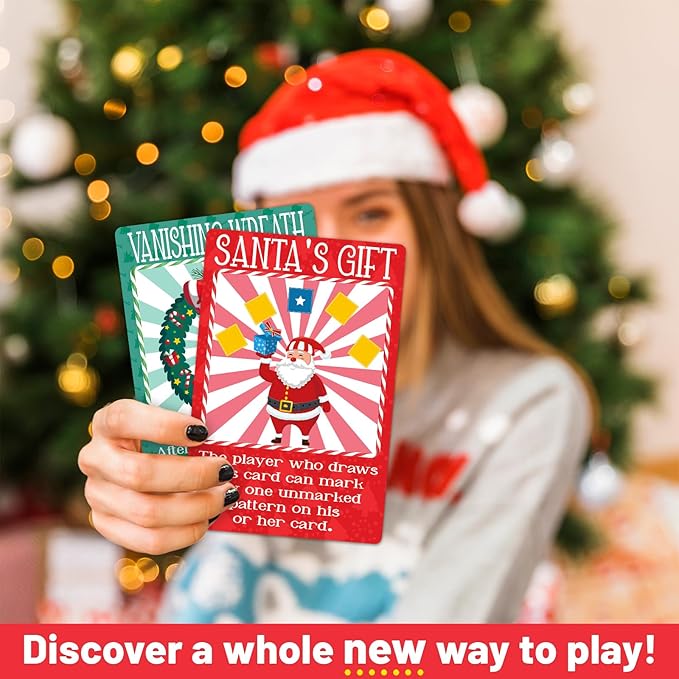 56 Sheets Christmas Bingo Game, 32 Players Christmas Bingo Cards for Kids Adults Christmas Party Game for Family Large Group Winter Holiday Party Favor Kids Bingo