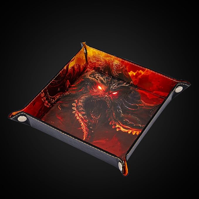 PU Leather Folding Dice Rolling Tray Mat, Portable RPG D&D Dice Trays for RPG Tabletop Board Games, Jewelry Valet Tray for Women and Men