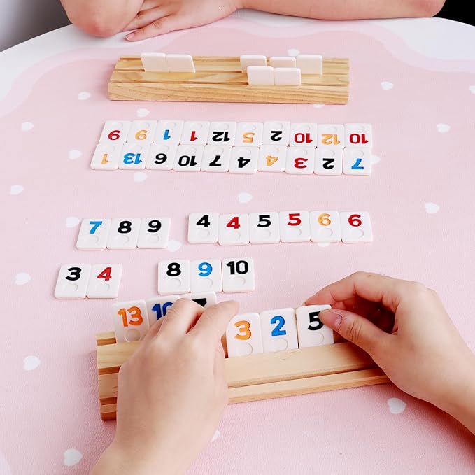 BECKVEC- Dominos Set 4-6 Player, Rumy Cube 6-Player Edition 6 Wooden Frames, 160 Varami Cube Travel Game Set with Portable Box