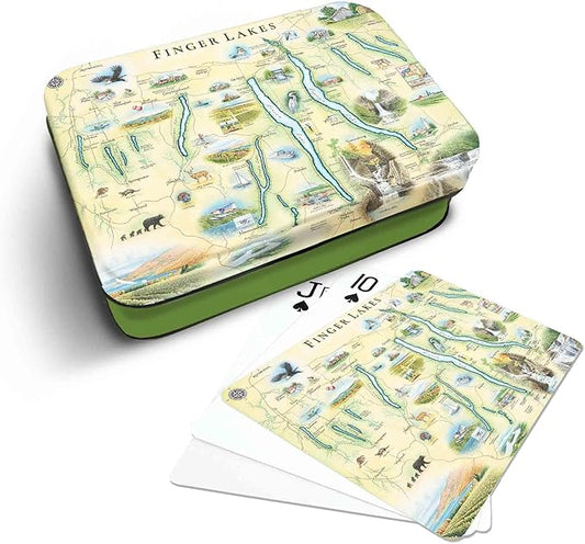 Finger Lakes, New York Map Standard 52-Deck Playing Cards - Official Vegas Poker Size