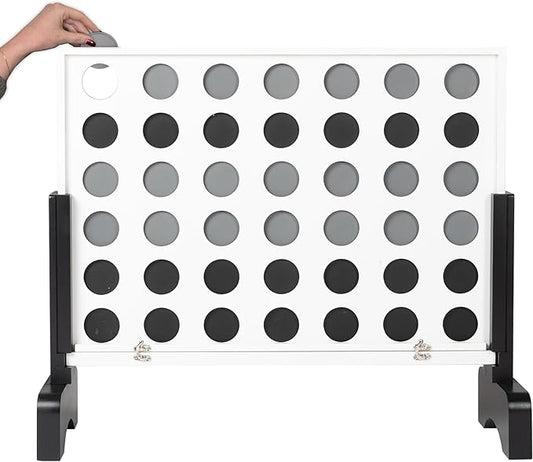 Play Platoon Wooden Giant 4 in a Row Game Outdoor - 4 in a Row Board Game Outdoor with Coins, Case and Rules