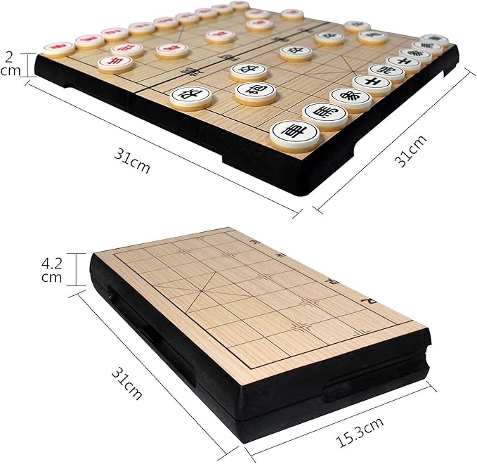 12.2 inch Magnetic Chinese Chess Set Xiangqi Portable Travel Board Game Traditional Classic Educational Strategy Games Travel Folding Board Set
