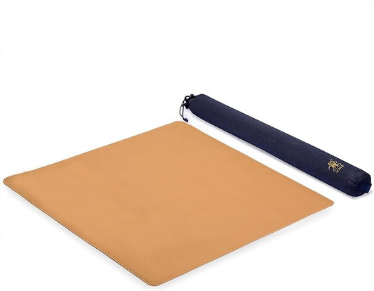 Yellow Mountain Imports Table Cover for Mahjong, Poker, Card Games, Board Games, Tile Game, and Dominoes - Desert Sand, 33.5 Inches - Roll-up Gaming Mat with Carrying Bag