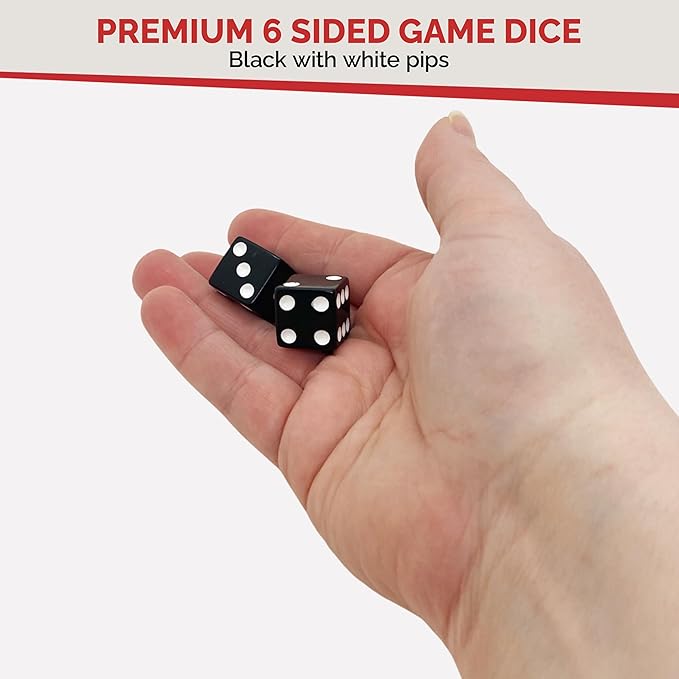 MR CHIPS D6 Standard 16 mm Opaque Dice with Pip Dots - 100 Pack - Black