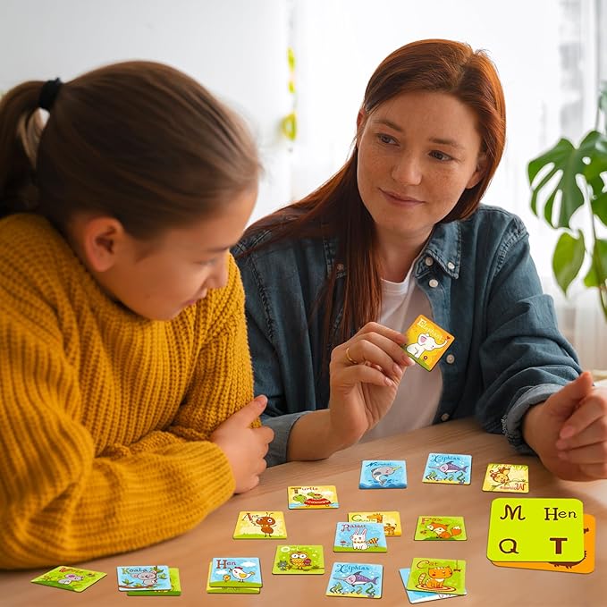 Animal Matching Memory Game Flash Cards for Toddlers,Letter Matching Memory Card Game,Fun Alphabet Flash Cards ABC Learning, Preschool Learning Activities Educational Toys for Boys & Girls Age 4 to 8