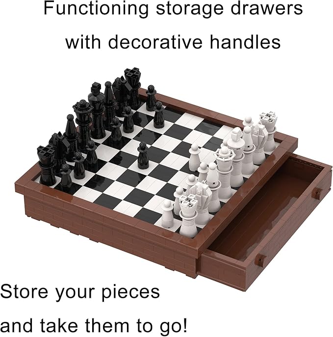 Building Block Chess Set - 1,024 Pcs Build Your Own Chess - Game Pieces & Board, Compatible with The Major Brand of Building Blocks