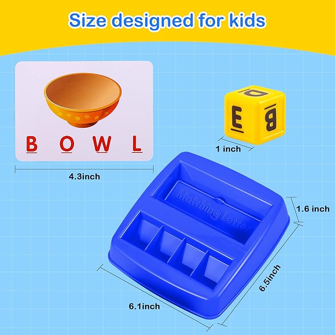 Fenikso Matching Letter Game, Alphabet Spelling & Reading Words, Objects & Color Recognition, Early Learning Educational Toy for Preschool & Kindergarten Kids Over 3-8 Years Old, Best Gifts
