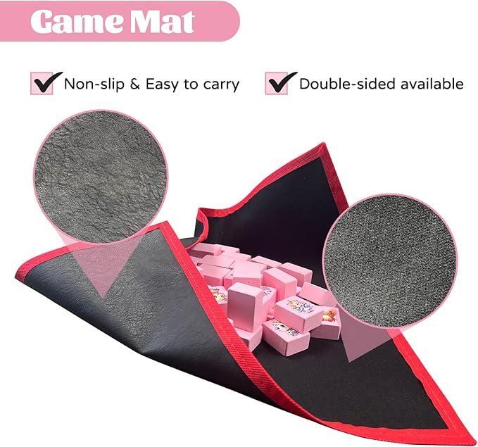 40mm Big Seaside Escape Game Blocks Mahjong Sets with 49 Pink Big Tiles 12 Constellation Pattern with Iron Tin Box.