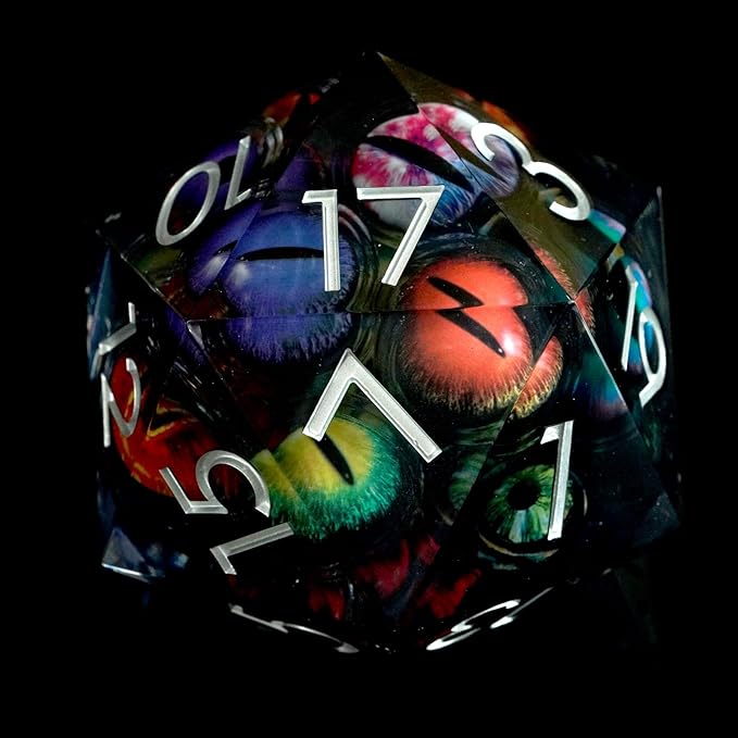 Dungeons and Dragons Dice D20,85mm Dragon Eye D20,Liquid Core Dice for TTRPG
