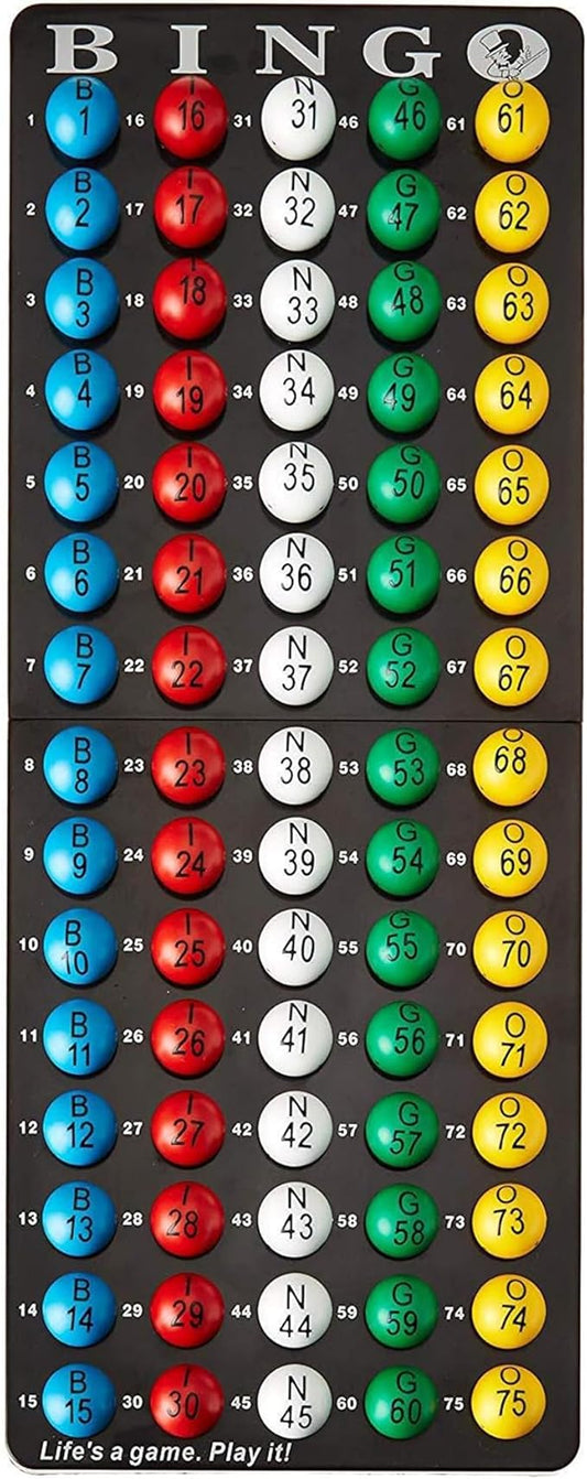 MR CHIPS Bingo Master Board and Easy Read 7/8" Bingo Balls with Fade and Scratch Resistant Large Numbers and Large Letters That Will Never Rub Off