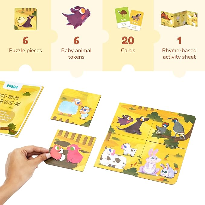 LoveDabble Mother and Baby Animal Match Puzzle - Mommy and Me - A Happy Farm Family | Puzzles for Kids Ages 2-4 | Animal Puzzles for Toddlers and Kids