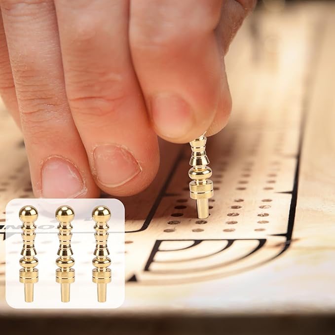 12pcs Cribbage Board Pegs, Gold Brass Cribbage Pegs Board Score Pins Fit 1/8 Inch Holes Game Accessories for Traditional Game