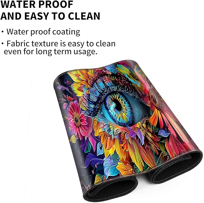 for MTG Playmat for Trading Card Games, Non-Slip Rubber Smooth Surface with Stitched Edges, Durable Desk Pad for Card Games, Custom Playmat Anime Playmat, A Cosmic Eye with Flowers