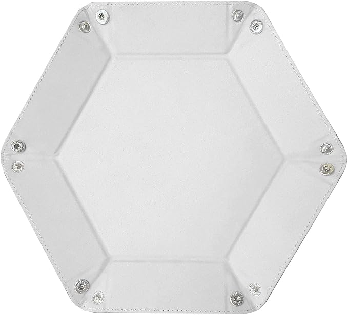 BCW Hexagon Dice Tray - White | Premium Quality, 12" Diameter (Flat), 8" Diameter (Folded) | Black Leatherette Back, Suede Liner | Ideal for RPGs, Warhammer, Dice Masters, DND | Gaming Dice Tray…
