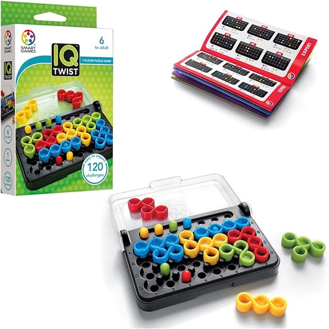 SmartGames IQ Twist, a Travel Game for Kids and Adults, a Cognitive Skill-Building Brain Game - Brain Teaser for Ages 6 & Up, 120 Challenges in Travel-Friendly Case