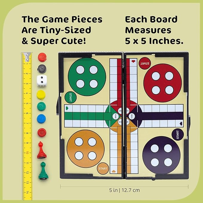 Magnetic Board Travel Games Set, Includes 12 Different Retro Board Games, Compact Travel Design Set, Individually Boxed, Best Gift Idea for Kids