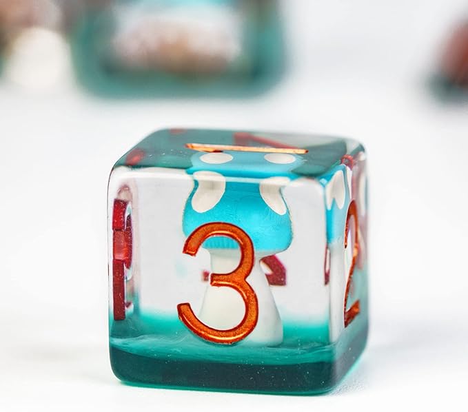UDIXI 7PCS DND Dice Set, Polyhedral Dice Set D&D Filled with Blue Mushroom, for Dungeons and Dragons Role Playing Games Tabletop Games