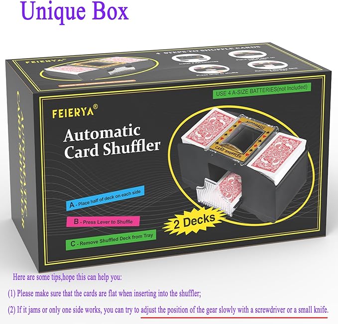 Automatic Card Shuffler 2 Deck,Battery-Operated Electric UNO Poker Shuffler,Playing Card Shuffler for Home Card Game,Travel