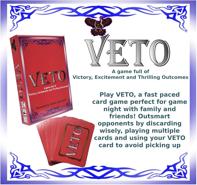 Veto Card Game, from The Makers of Snakes and Hawks - Fun Family Game