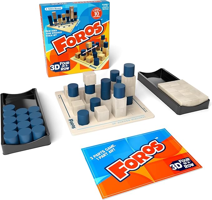 Foros 3D Board Game | Strategy Board Games with Unique 3D Gameplay | Family Games for Kids and Adults | Fast-Paced, Easy to Learn & Fun to Play | Beautiful Wooden Design for Game Night & Parties
