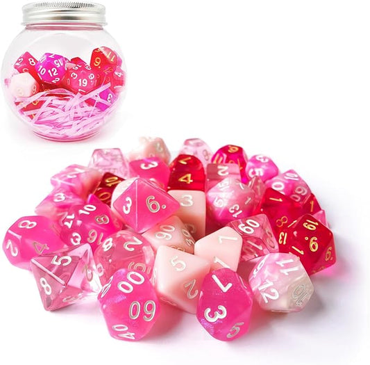 Bescon Polyhedral RPG Dice Full 35pcs Blossom Set, DND Role Playing Game Dice 5X7pcs