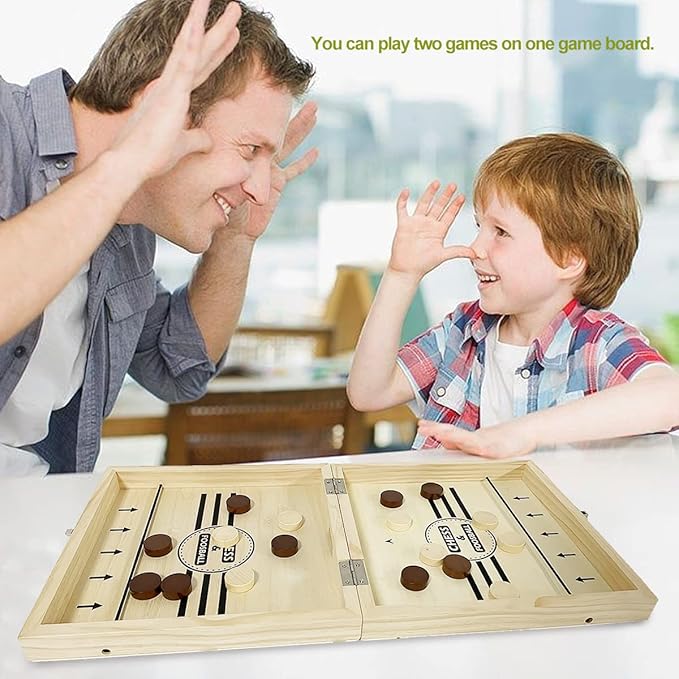 Fast Sling Puck Game Paced, Table Desktop Battle,Winner Board Games Toys for Adults Parent-Child Interactive Chess Toy Board Table Game (Large-Foldable)