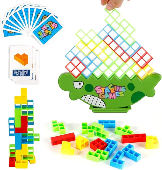48pcs Balance Stacking Toy, Plastic Stacking Blocks Balancing Game Balance Board Game Balance Tower Game Building Blocks Toy for Kids Adults Family Party Games