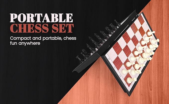 Travel Chess Set Magnetic, 9.8inches Mini Lightweight Chess Set Travel, Portable Chess Board, Party Journey Family Game, Ideal Gift for Birthday and Festival, Foldable Board Storage Box