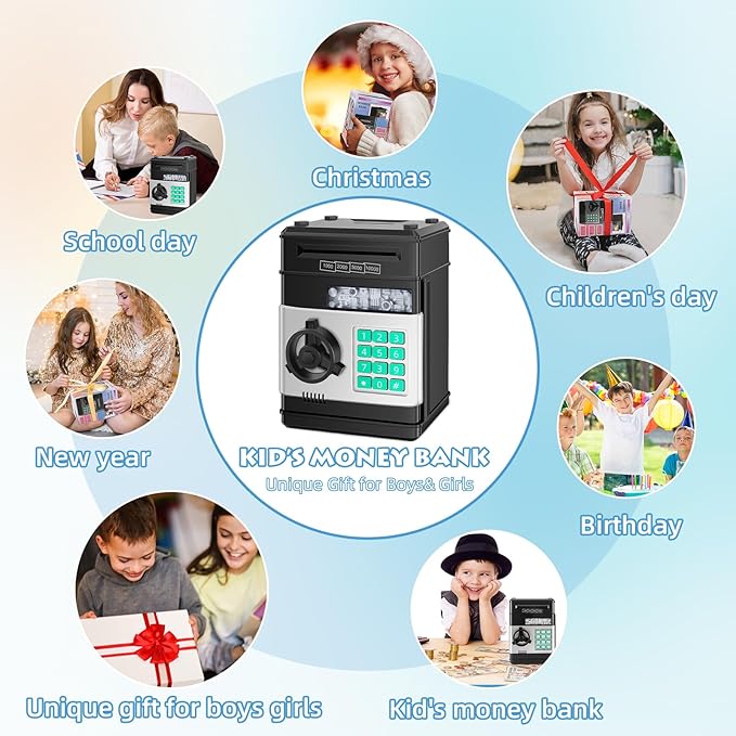 Piggy Bank for Kids, Electronic Cash Coin Money Saving Box, Money Bank for 8 9 10 Year Old Boys Girls, Toys for Ages 6 7 8 10 11 12 13