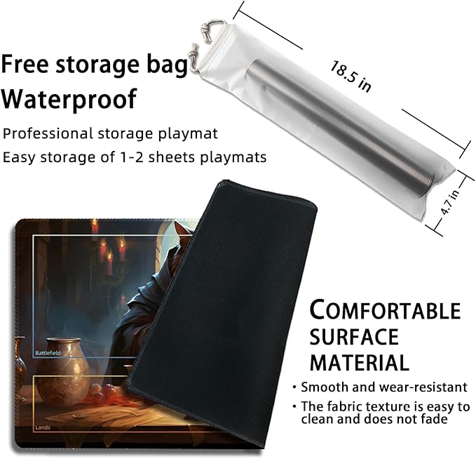 Playmat for MTG, with Free Storage Bags,Game Mat 24 x 14 inches, TCG and Board Game Mat for Cards,Mousepad Desk Mats (Cat 3-Auxiliary Combat)