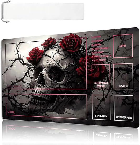 MTG Playmat Size 23.6x13.8in with Storage Bags Portable Playmat TCG and Board Game Mat for Cards Rubber Base Slip-Resistant Mousepad Desk Mat (Wolf,with Zone)