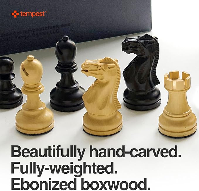 TEMPEST Reykjavik 1972 Chess Ensemble (Without Clock) :: Wooden Chess Set + Hardwood Portable Chess Board + Weatherproof Carry-All Bag + Lacquer Storage Box + Scorebook