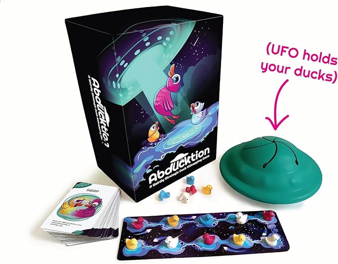 Abducktion - Bundle Base + IntergalacDuck Research Expansion Combo Pack, 25-30 Minutes, Ages 12+, A weirdly Strategic Duck Kidnapping Game, a UFO, and Mind-Bending, Shape-Finding Logic!