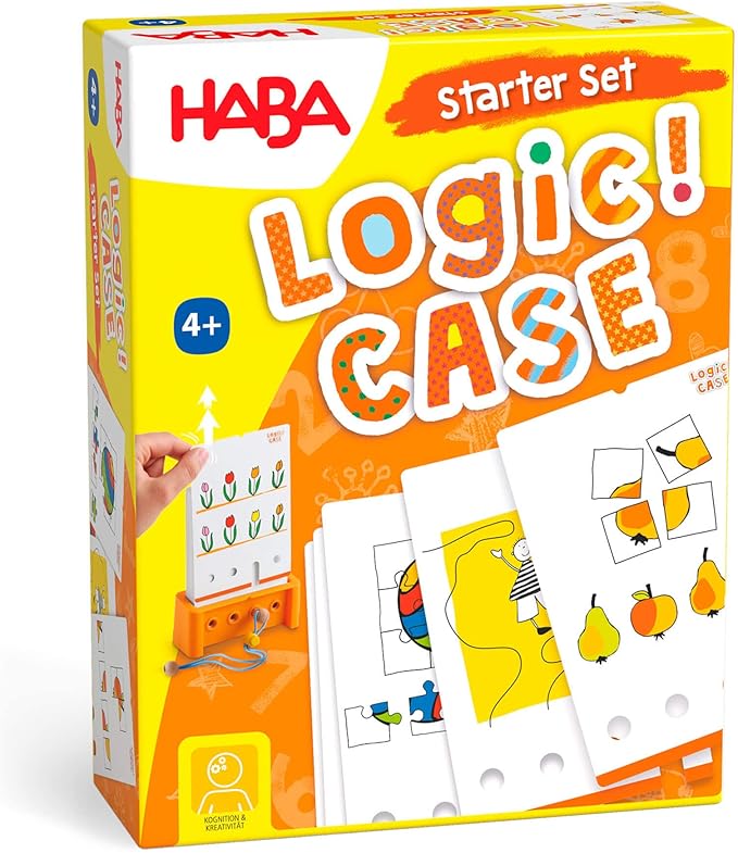 HABA Logic! CASE Starter Set - Brain Teaser Puzzles and Car Games for Kids Ages 4-8, A Handheld Game to Develop Critical Thinking for Kids