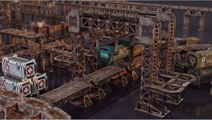 Sci-Fi Terrain: MagLev Depot v2, Abandoned Theme, Sturdy, Affordable, Great-Looking Full-Color Terrain, Quick and Easy to Assemble, Virtually Limitless Setups